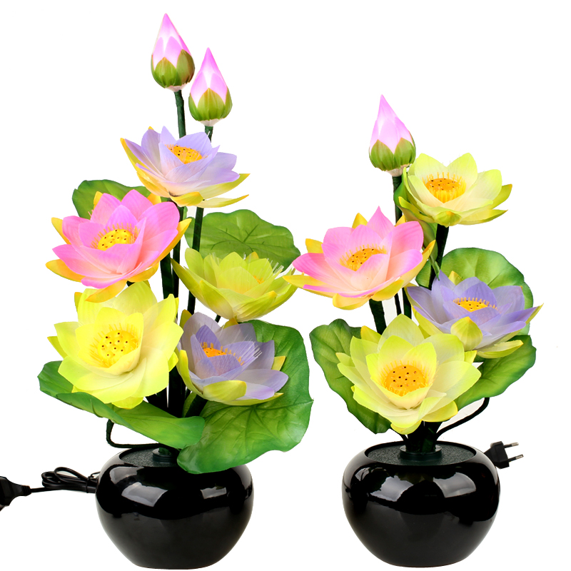 ju yuan ge colorful lotus lamp ornaments fiber discoloration Lotus gong deng Buddha pilot fo tang home decoration