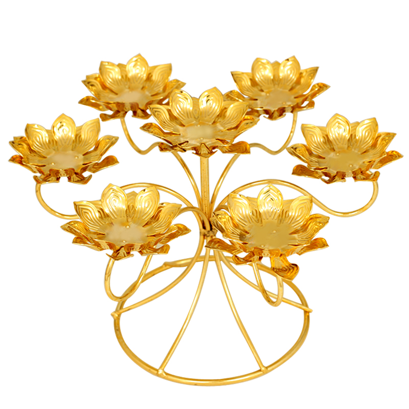 Jujue Pavilion Seven Star Butter Lamp Base Double Lotus Lamp Stand Buddha Lamp Supply Lamp Alloy Candle Renderwork