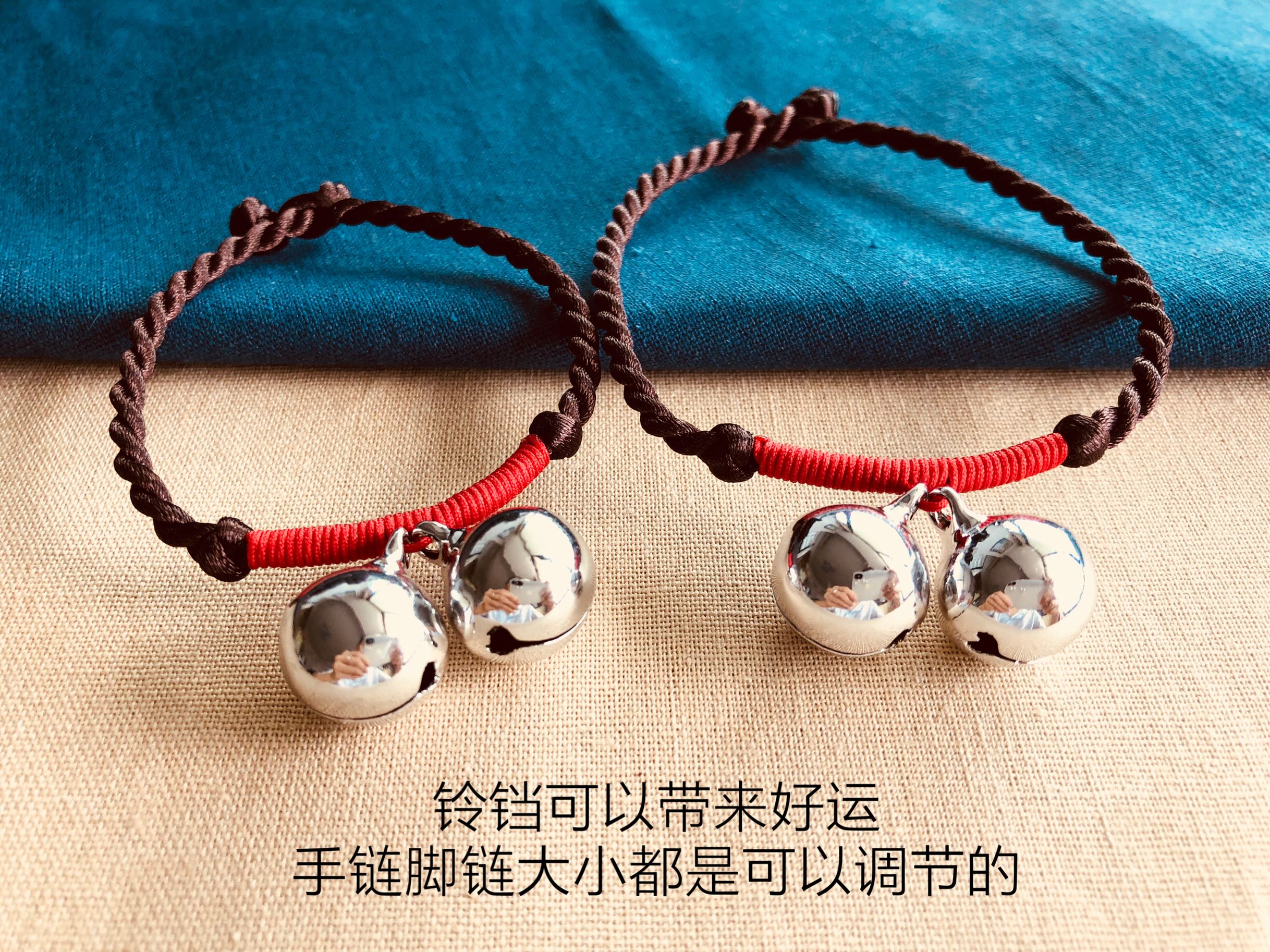 Nguyên bản chuông bạc điều chỉnh trang sức may mắn đỏ dây bạn gái đôi quà tặng phụ kiện vòng tay nữ vòng chân - Vòng chân lắc chân nữ nhật bản