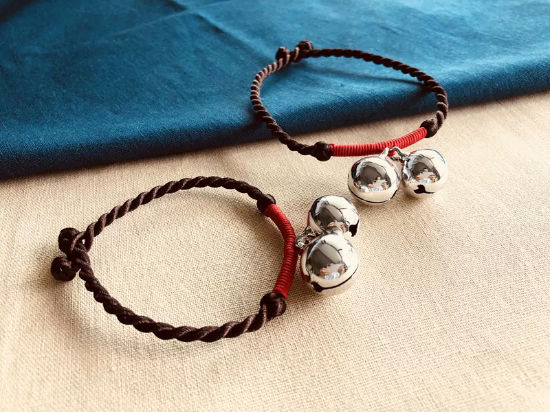 Nguyên bản chuông bạc điều chỉnh trang sức may mắn đỏ dây bạn gái đôi quà tặng phụ kiện vòng tay nữ vòng chân - Vòng chân