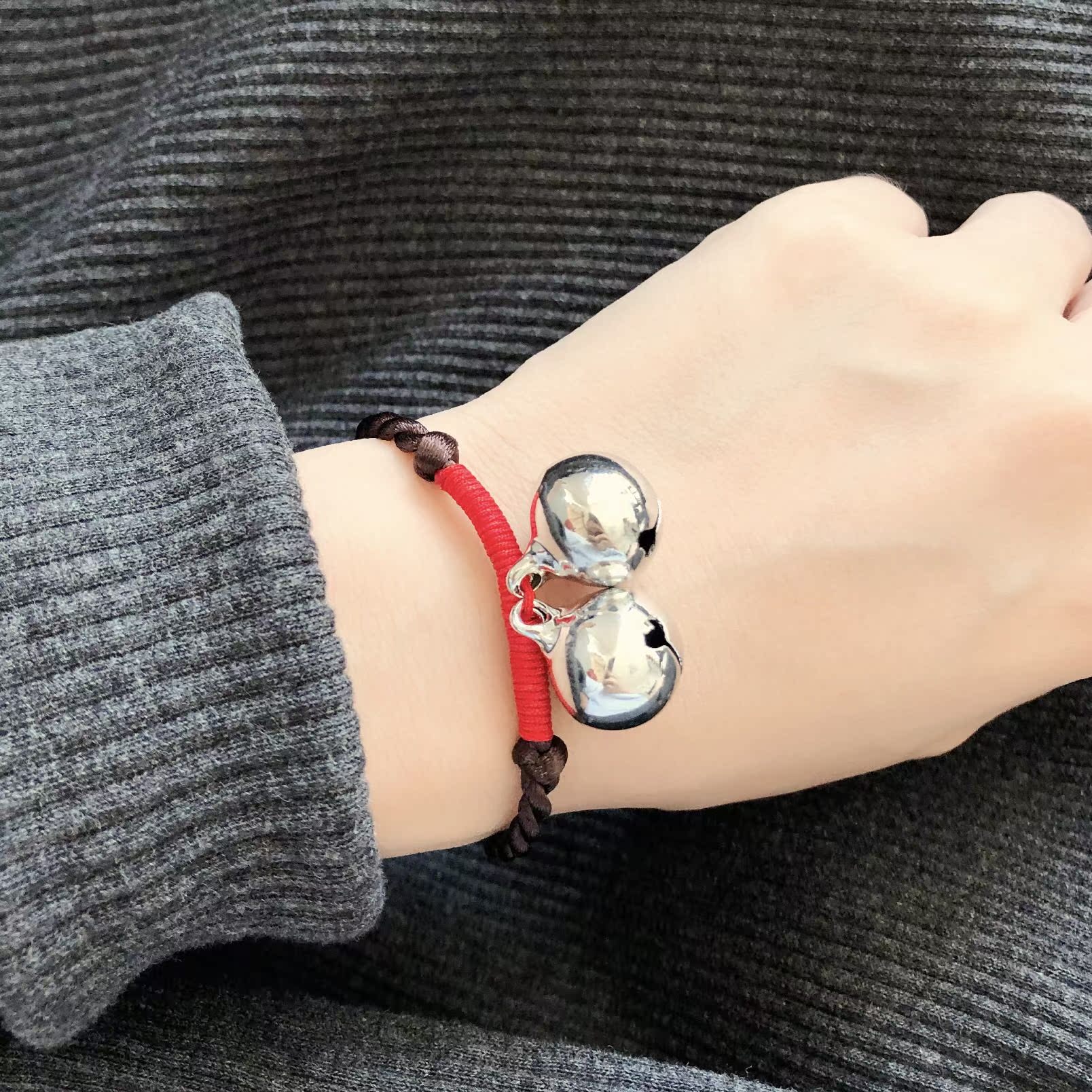 Nguyên bản chuông bạc điều chỉnh trang sức may mắn đỏ dây bạn gái đôi quà tặng phụ kiện vòng tay nữ vòng chân - Vòng chân lắc chân nữ nhật bản