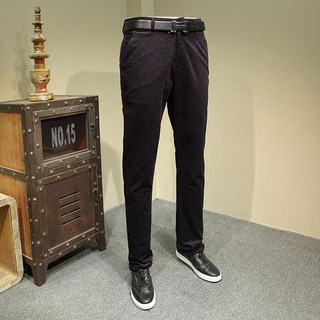 Aijia Cut-Label Autumn and Winter Casual Pants for Men, Thick Trendy Patterned Versatile Thick Velvet Fabric Straight-Leg Trousers 6005