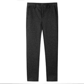 Wolf Family Cut Label Autumn/Winter Thick Black Casual Pants for Young Men, Fashionable Brushed Long Pants, Mid-Waist Slim Fit Pants 02500