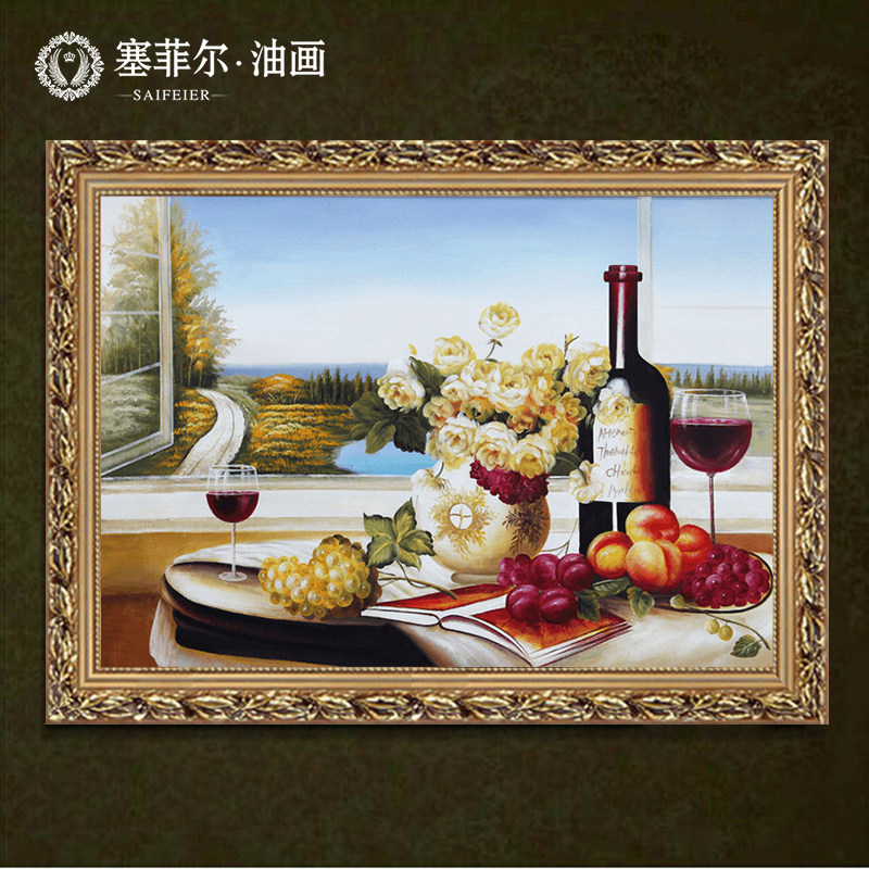 Dining Room Oil Painting Hand-painted European Style Living Room Decoration Painting American Modern Brief Corridor Aisle Meal Nordic Hang Painting Fresco