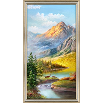 Rizhao Jinshan American hand-painted oil painting entrance hall decoration painting opposite the door landscape living room European style vertical hanging painting