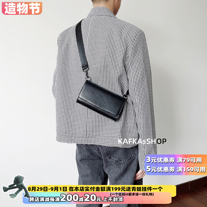 KAFKAsSHOP long messenger bag mobile phone bag black neutral men and women Korean trendy couple personality street shooting