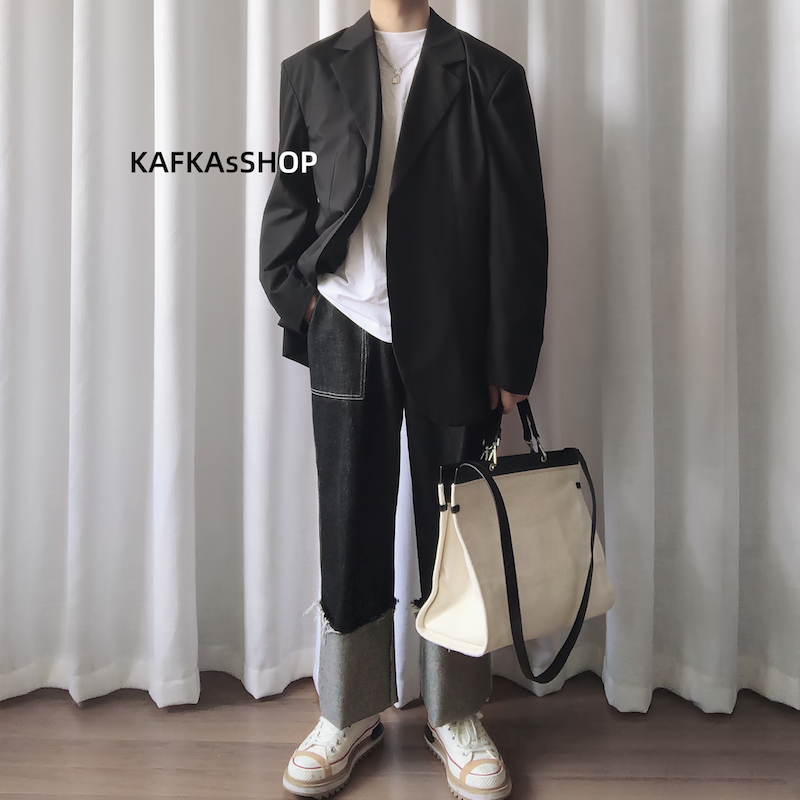 KAFKAsSHOP sealed tote bag unisex unisex simple one-shoulder handbag Hanchao street pat cross-body panel bag