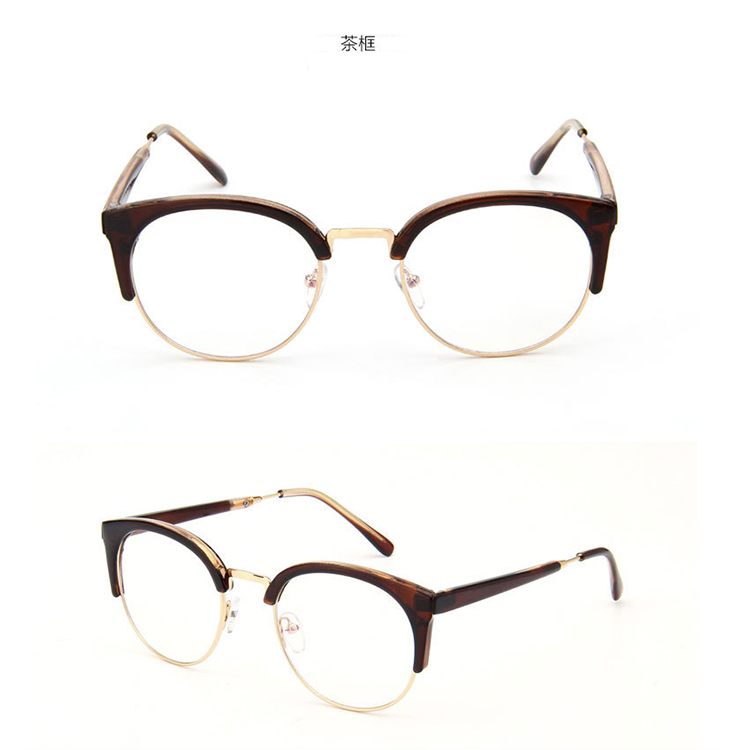 Kính mắt mèo KAFKAsSHOP retro mắt kính trong suốt nửa khung kính năm màu có thể được trang bị ống kính cận thị kính nam