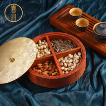 Happy New Year Mahogany wedding new Chinese candy box double-layer living room dried fruit tray with lid household grid snacks