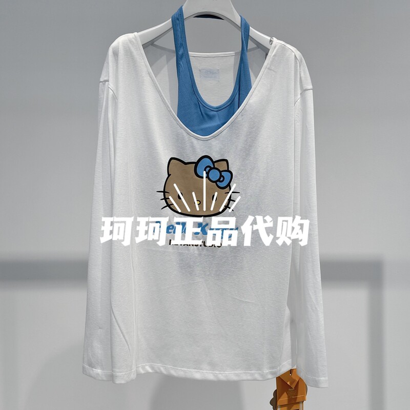 Rk31001025-1099 Authentic 2026 Summer Hello Kitty Color-Block Two-Piece Halter Neck Long Sleeve T-Shirt