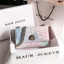 Hong Kong leather rainbow Lingge chain bag womens 2021 new summer high-grade sense of one shoulder crossbody armpit bag