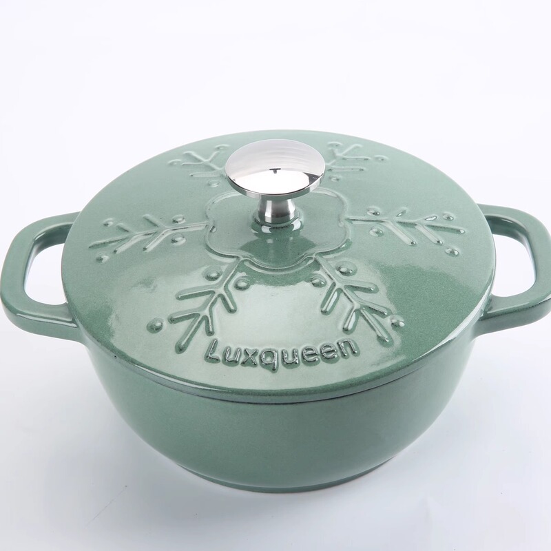 Luxqueen Delicious Queen 16cm Ice Flower Inner Satin Black Glazed Cast Iron Enamel Pot Luxqueen Delicious Queen 16cm Ice Flower Inner Satin Black Glazed Cast Iron Enamel Pot