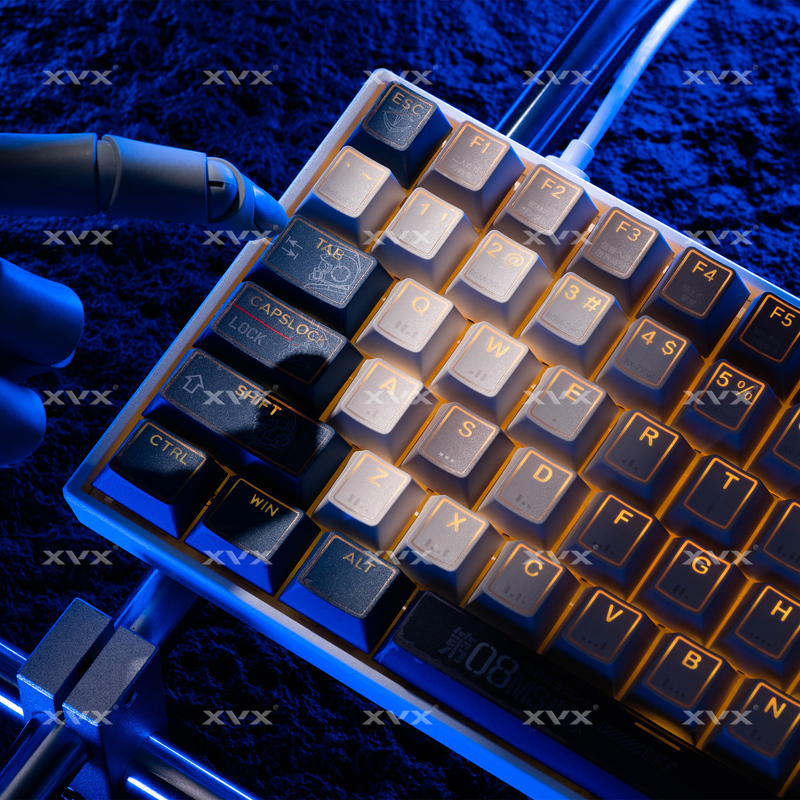 Xvx Mecha Light Prism Keycaps with Front Engraving, Translucent Dual-Color Pbt Original Mechanical Keyboard Keycaps with Halo Characters and Light Transmission 6068