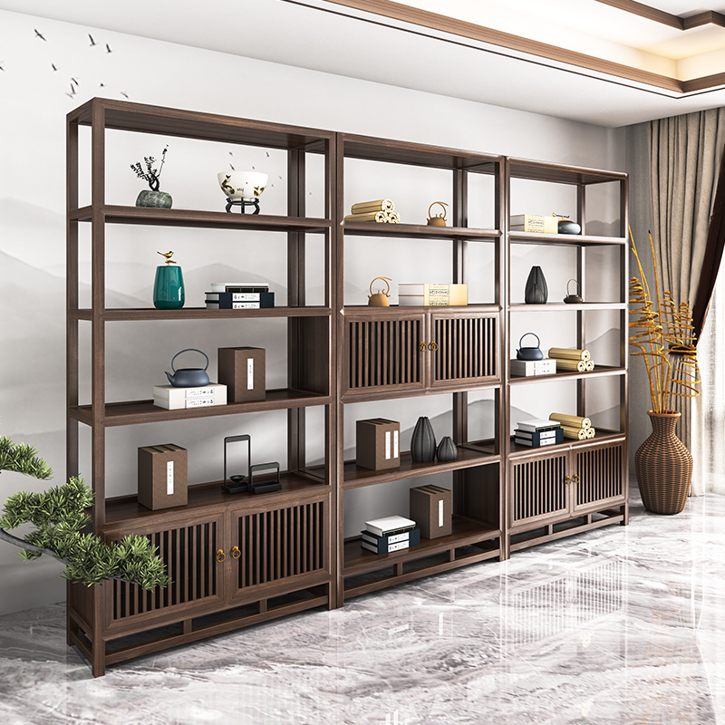 New Chinese-style Bogu frame solid wood antique ornament display stand living room compartment display cabinet log Duobaoge rack