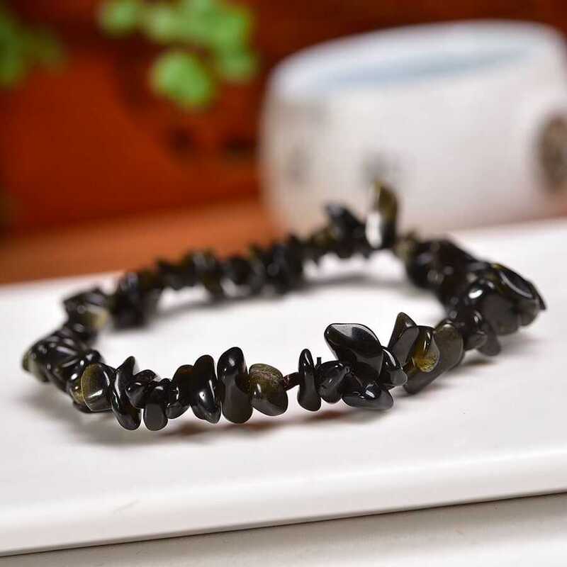Natural Obsidian Bracelet Women's Raw Stone Irregular Crystal Bracelet Girlfriend Black Bracelet as a Gift for Girlfriend