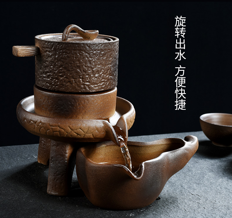 Howe auspicious lazy half automatic creative Shi Mopan kung fu tea, purple sand tea set of household ceramic teapot