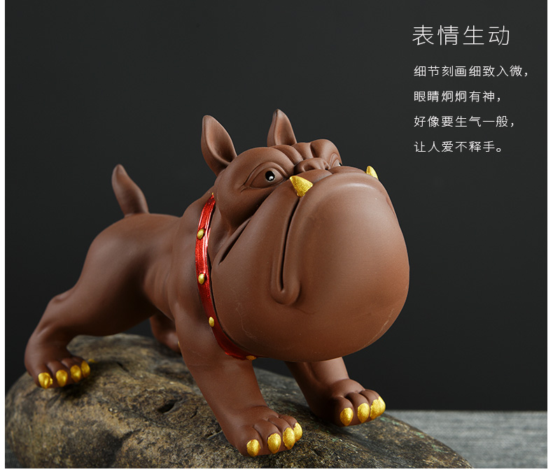 Purple sand tea pet furnishing articles prosperous wealth town curtilage leant dog prosperous wealth puppy the opened tea play a housewarming gift decoration