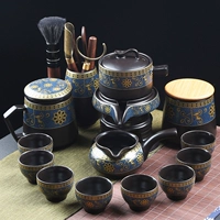 Черная глазурь, синяя выставка цветок Lazy Tea Set 8 стакана+чайная банка+церемония чая+личная чашка