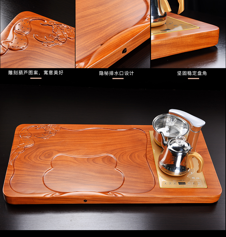Whole hua limu elder brother up with violet arenaceous induction cooker tea set the Whole household spend pear wood tea tray tea tea set