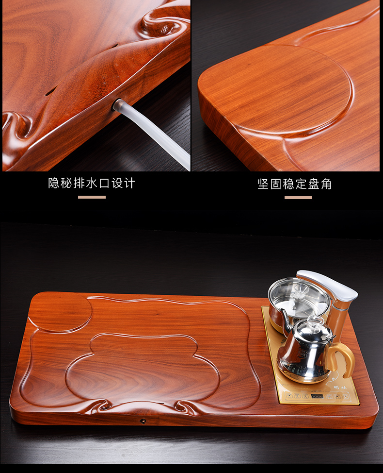 Whole hua limu elder brother up with violet arenaceous induction cooker tea set the Whole household spend pear wood tea tray tea tea set