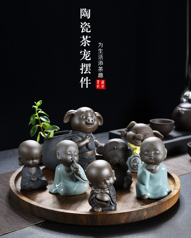 Creative furnishing articles pet boutique violet arenaceous the young monk tea to keep tea tea tea tea accessories household elder brother up play fun