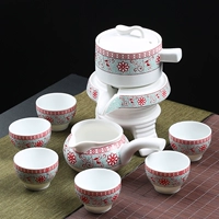 Белая глазурь красная выставка цветок Lazy Tea Set 6 стаканов