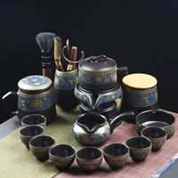 Черно -заглаженная синяя выставка цветок Lazy Tea Set 8 стаканов+чайная банка+чайная церемония+личная чашка+панцилиндер