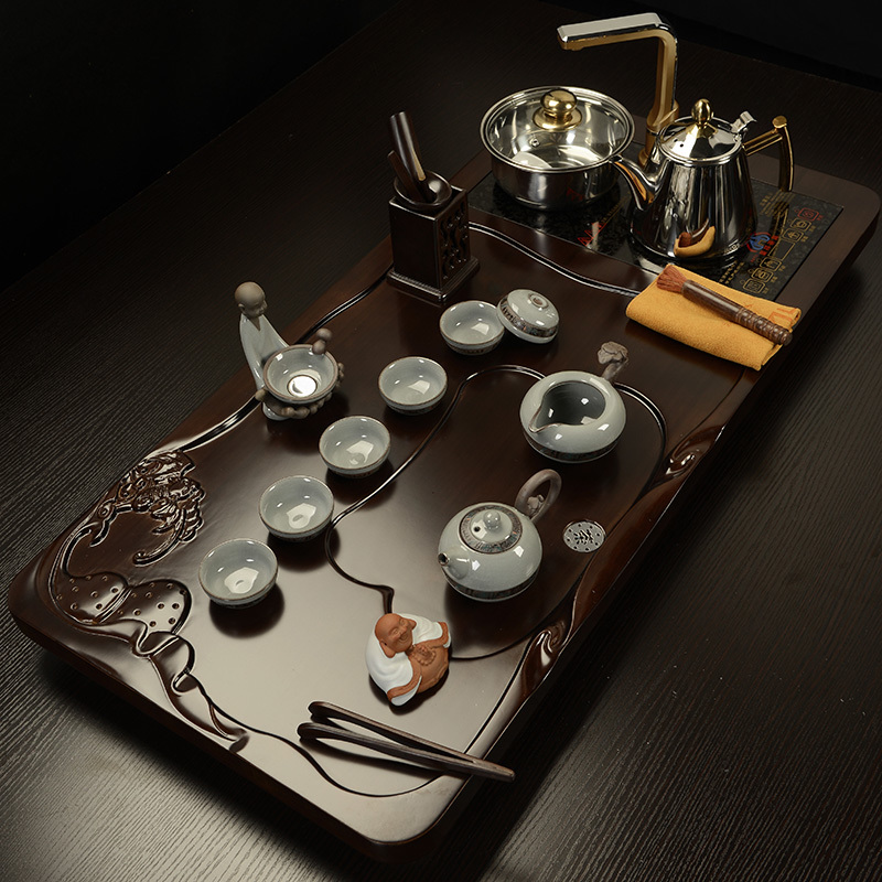 Howe auspicious tea set a complete set of violet arenaceous kung fu tea sets four unity induction cooker bamboo tea tray