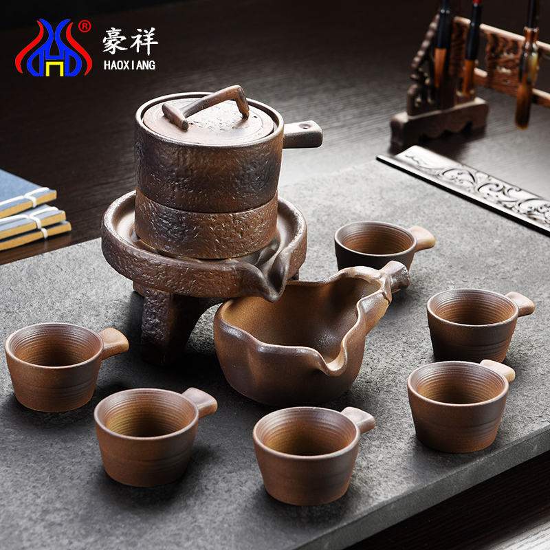 Howe auspicious stone mill creative teapot cup half full automatic lazy people make tea ware ceramic kung fu tea set