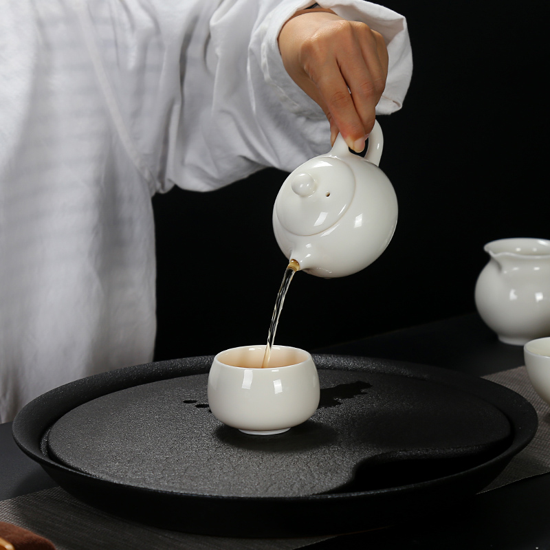 Howe auspicious dehua white porcelain ceramic filter single pot teapot kung fu tea set jade porcelain teapot household xi shi pot