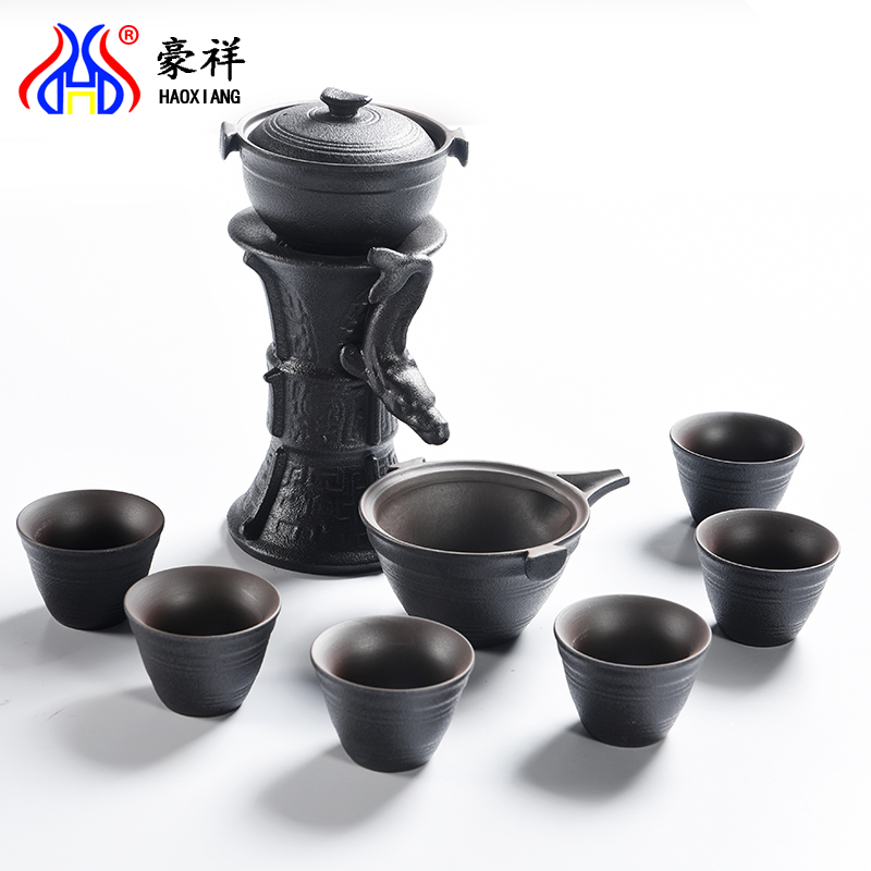 Hao auspicious prevent hot semi - automatic kung fu tea set to restore ancient ways of black ceramic lazy automatic tea teapot teacup suits for