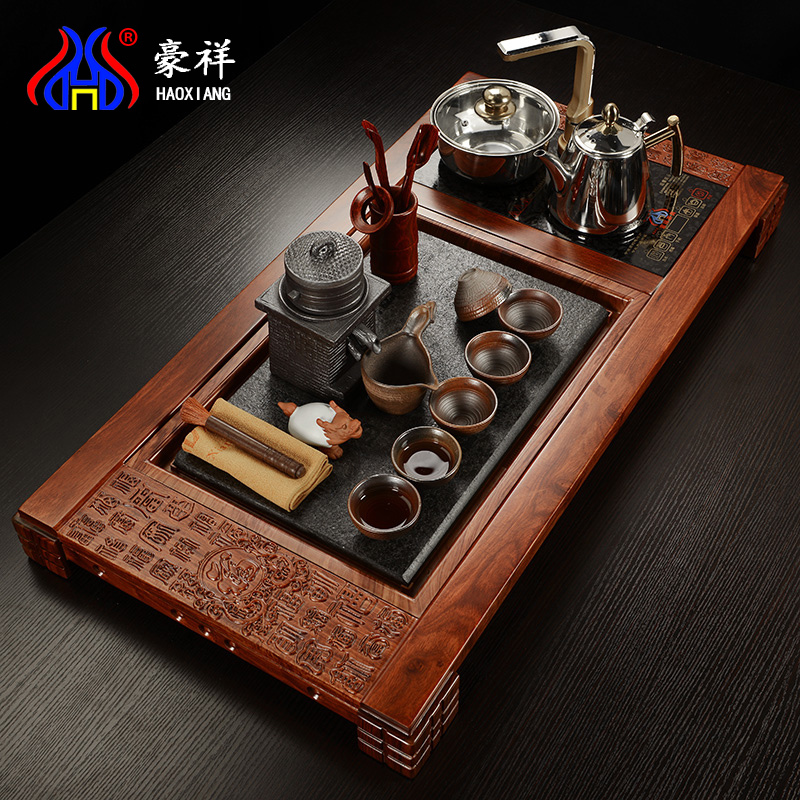 Howe cheung hua limu solid wood tea tray was sharply violet arenaceous stone your up kung fu tea sets induction cooker four one household