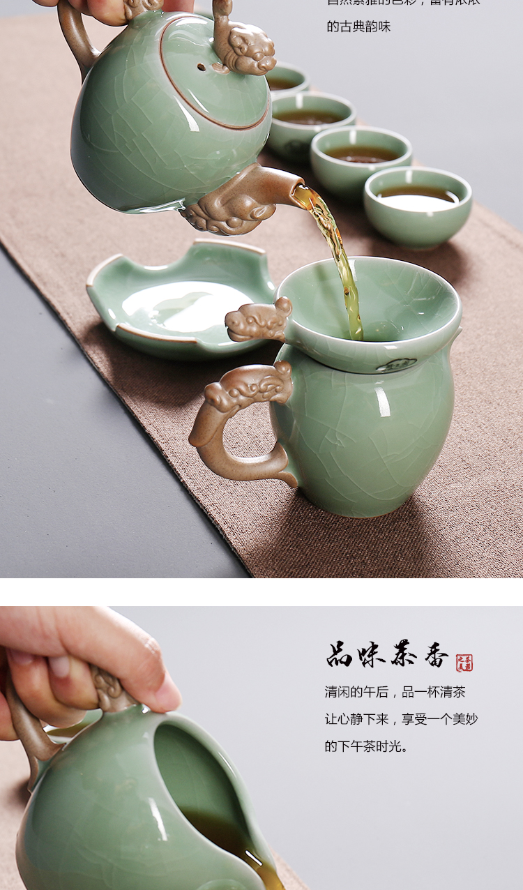 Open the slice hao auspicious elder brother up with porcelain ceramic kung fu tea set gift boxes of a complete set of household tureen teapot teacup gifts