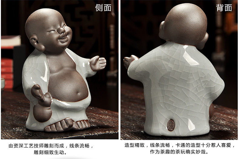 Howe auspicious fine young monk purple sand tea pet figure of Buddha up your up pet manually tea elder brother play tea tea accessories