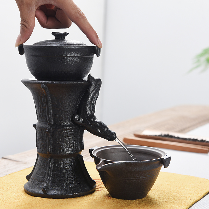 Hao auspicious prevent hot semi - automatic kung fu tea set to restore ancient ways of black ceramic lazy automatic tea teapot teacup suits for