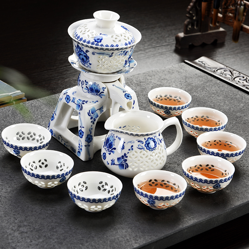 Howe auspicious stone mill creative teapot cup half full automatic lazy people make tea ware ceramic kung fu tea set