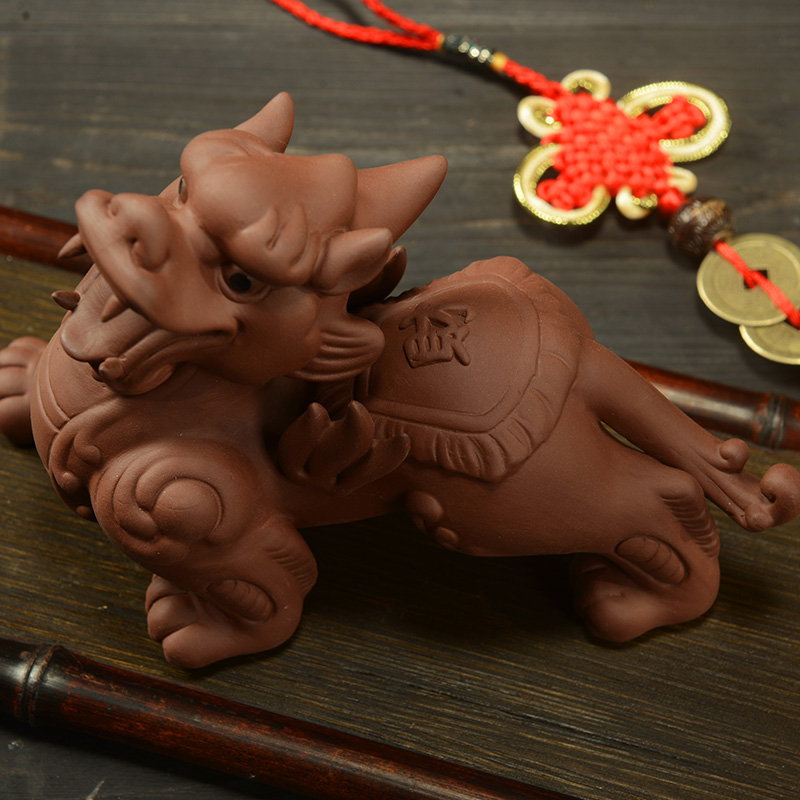 Yixing purple sand tea house auspicious pet play tea mascot furnishing articles furnishing articles boutique tea prosperous wealth kirin the mythical wild animal