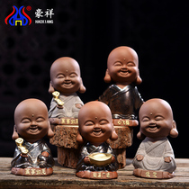 Boutique tea pet creative ornaments small monk can raise rough pottery tea tray tea play tea ceremony accessories small sand home living room