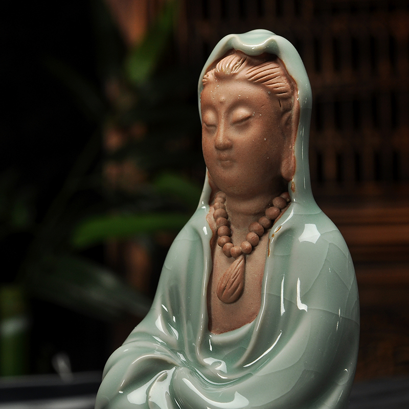 Tea house auspicious elder brother up pet dharma guanyin open piece of elder brother up with ceramic Tea set Tea play pet mattress in a small place