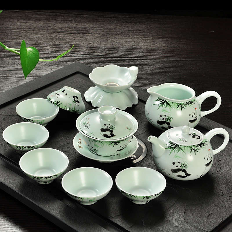 Hao auspicious tea set household up of a complete set of inferior smooth white porcelain ceramic kung fu tea set celadon ipads porcelain cup teapot