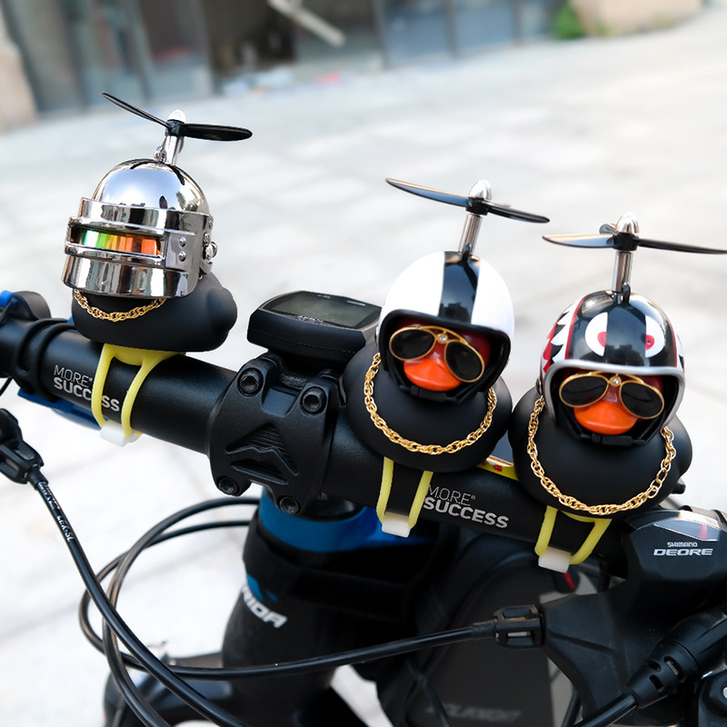 Net red little yellow duck electric car self-propelled motorcycle ornament ornament cute broken wind duck with helmet vibrato the same model