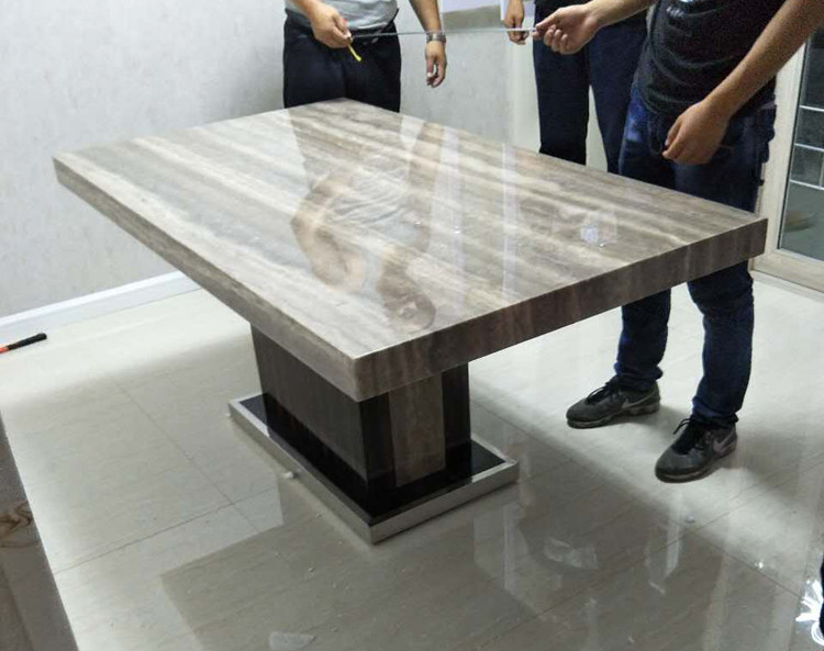 товар из китая 米洛天然洞石餐桌 进口大理石方形饭厅餐台特价包邮可定制km-096e Korea Majestic