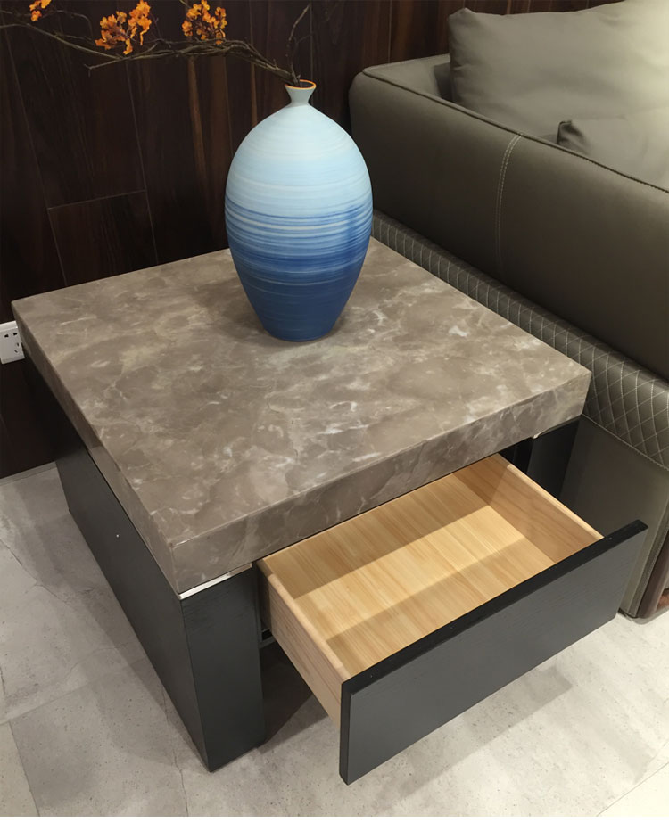 Travertine tự nhiên tủ TV bàn cà phê kết hợp Persia xám đá cẩm thạch khả năng mở rộng tủ gỗ sồi đen hiện đại nhỏ gọn 1198 - Buồng tủ quần áo nhỏ