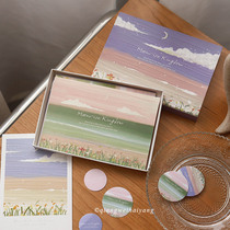 Girl oil painting letterhead set landscape cloud Moon little Prince letter paper envelope postcard decoration material