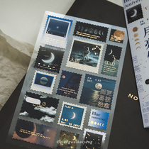 Rose ocean stamp wind gilding sticker moon astronaut ukiyo-e movie account diy decoration material