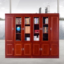 Hefei 6-door file cabinet bookcase wooden office solid wood cabinet floor cabinet file cabinet data cabinet glass door paint