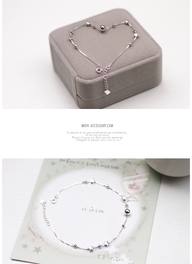 Chuyển tiếp hạt sao 925 sterling bạc vòng chân nữ phiên bản Hàn Quốc của sinh viên thời trang đơn giản gợi cảm Sen bạc trang sức lắc chân nữ vàng đẹp