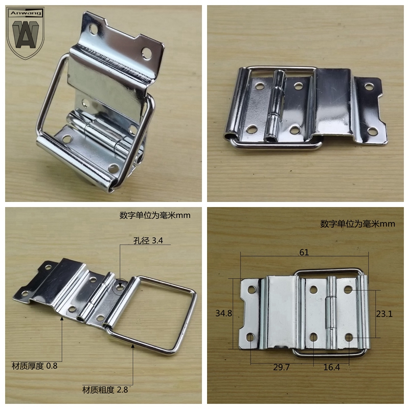 35 * 61 aluminum case meter Makeup Case kit Chrome Plated Support Hinge Aero Box Bracket Limit Hinge Luggage