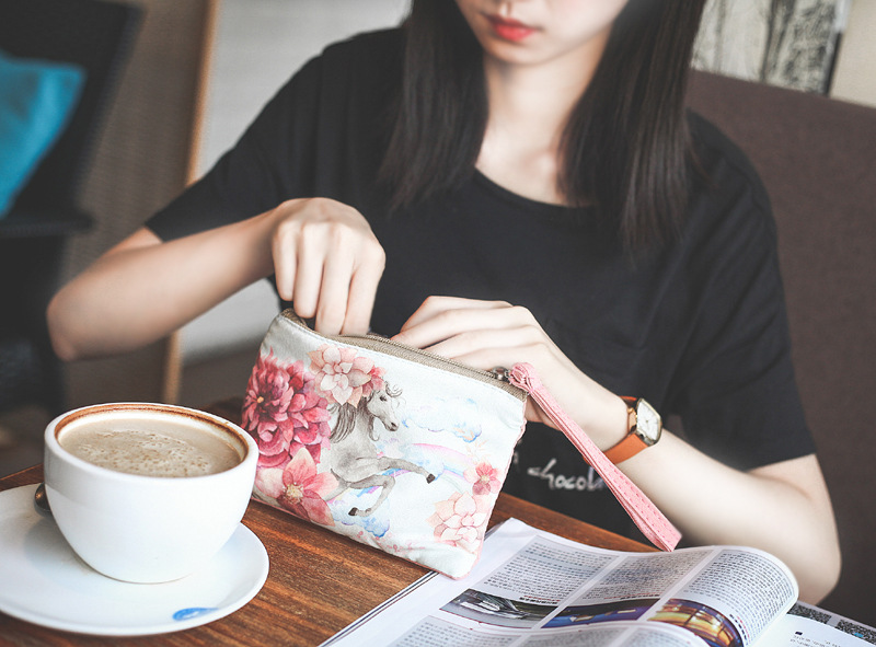 Điện thoại di động chìa khóa ví tiền nữ hoạt hình Hàn Quốc dễ thương lấy tay ví vải mini dây kéo túi vải xu túi đeo chéo nam hàng hiệu