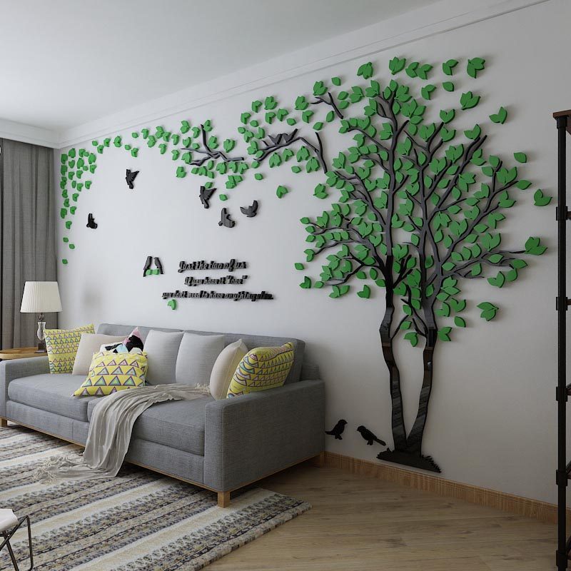 Big tree acrylic 3d wall sticker Living room Creative TV background wall Minimalistic modern home decor